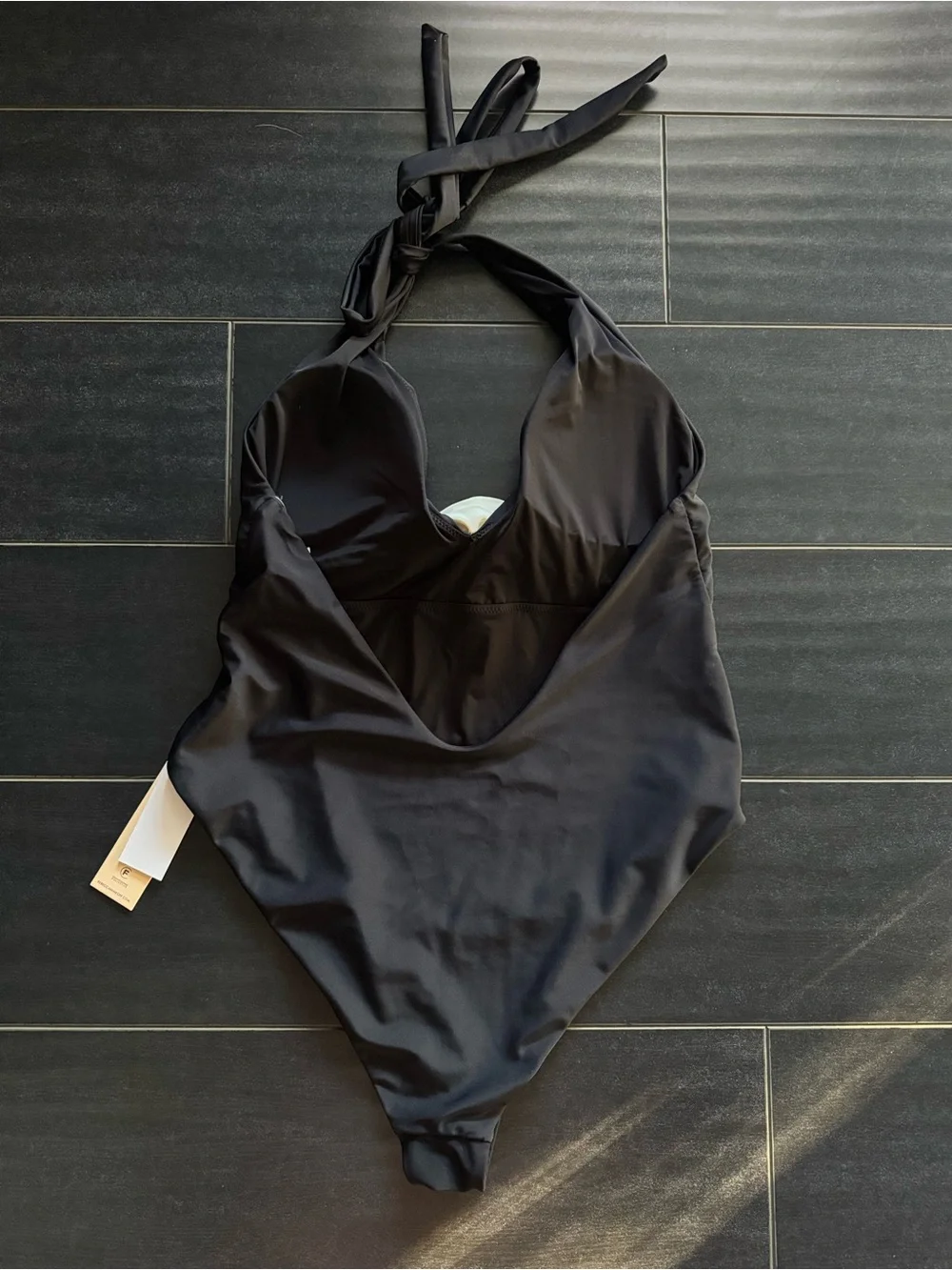 Rebecca Minkoff women Black one piece Swimsuit with white flower accent NWT